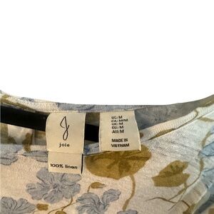 Joie Floral Linen Blouse in Blue and Olive Green